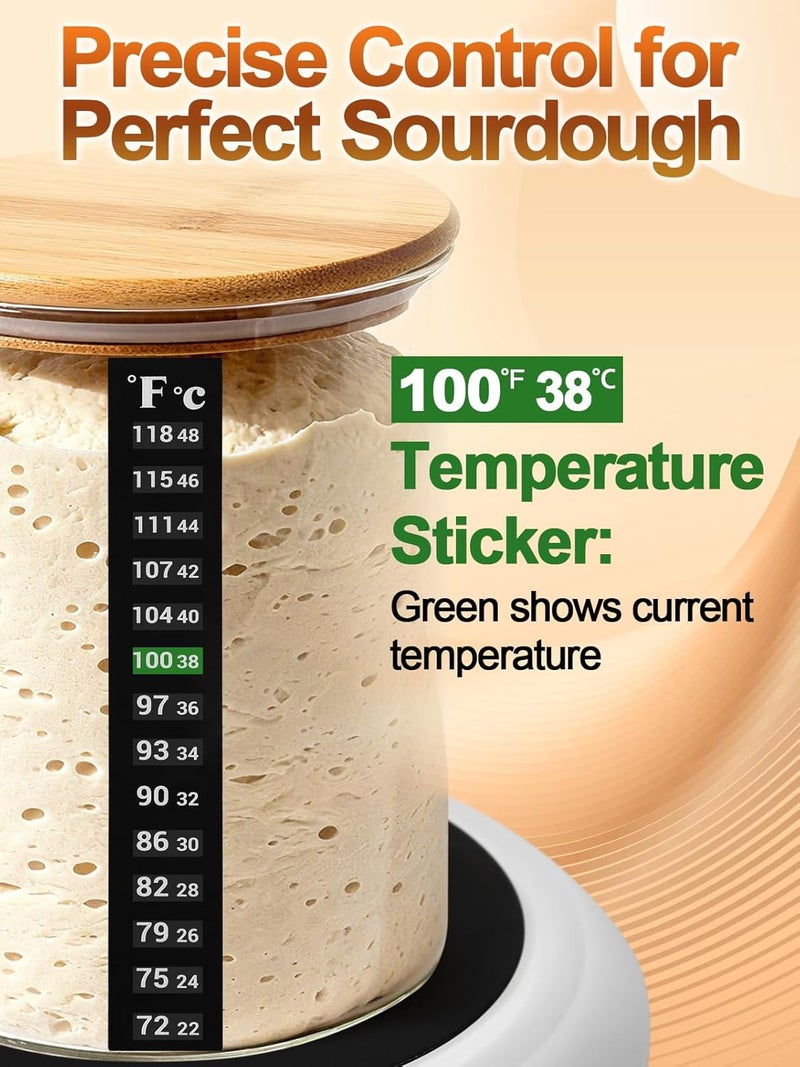 ANPHSIN Sourdough Starter Warmer Kit - Precise 1°F Temperature (70~120°F Range) & 0~24H Timer Control Dough Heating Mat with 2 Thermometer Strips, Bread Baking Supplies Gifts, White - Image 4